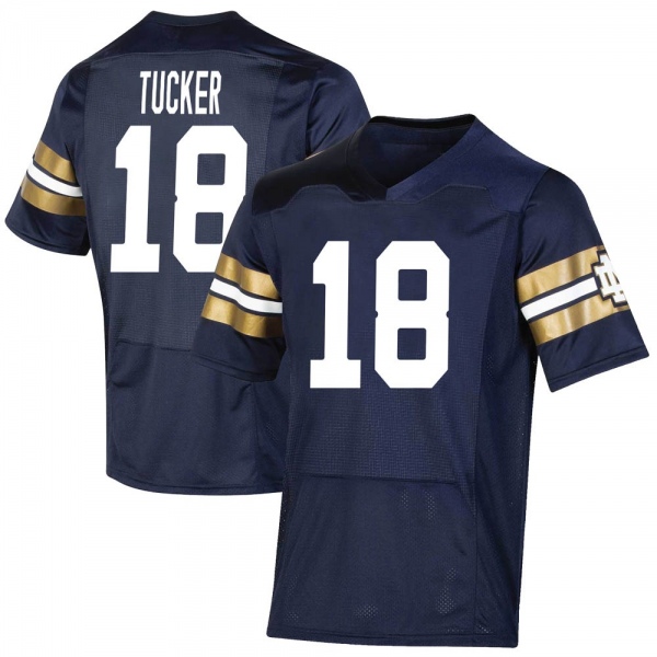 Chance Tucker Notre Dame Fighting Irish NCAA Youth #18 Navy Premier 2021 Shamrock Series Replica College Stitched Football Jersey CGF5255ZL